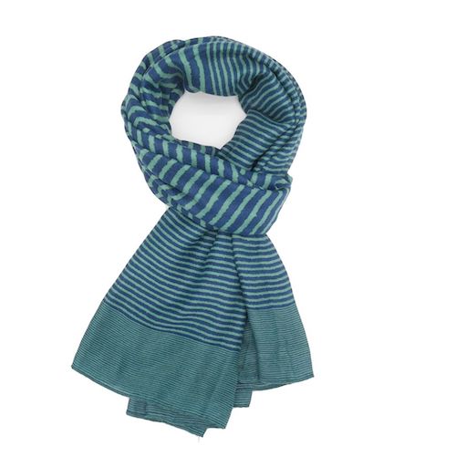 Teal And Navy Striped Scarf