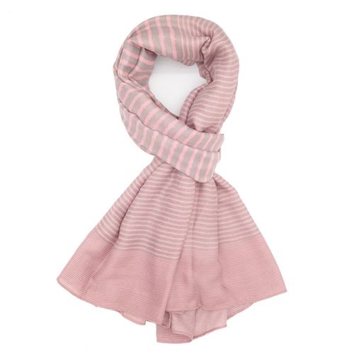 Dove Grey And Coral Striped Scarf