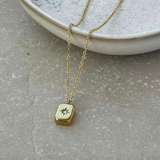 Gold block necklace