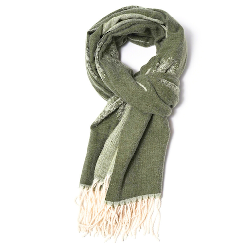 olive green dandelion pattern scarf